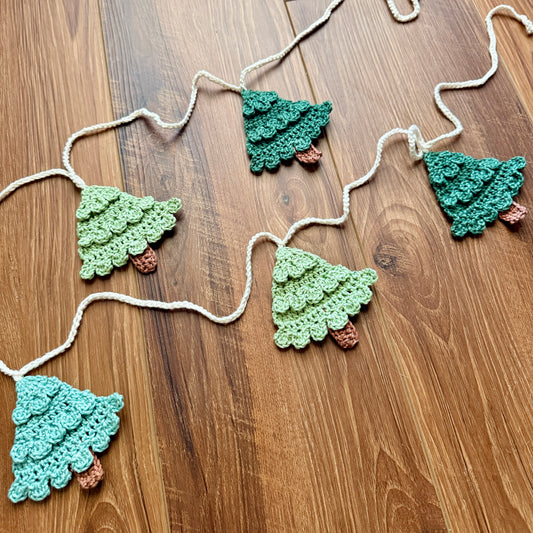 Evergreen Christmas Tree Crochet Garland