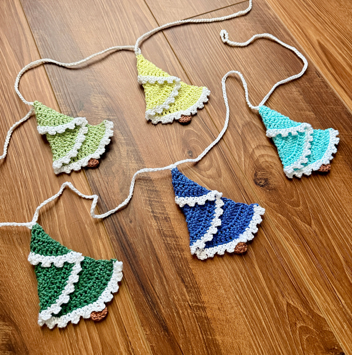 Snow-Frosted Christmas Tree Crochet Garland