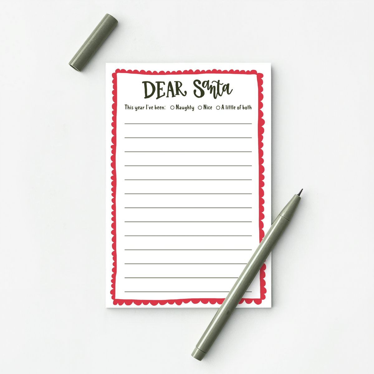 Dear Santa Christmas Wishlist Notepad – 4x6 Memo Pad, 25 Sheets